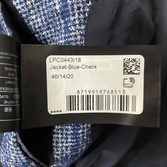 SUISTUDIO • Cameron Single Breasted Wool Blend Blazer Blue Check Size 46R US 18 - Picture 12 of 14